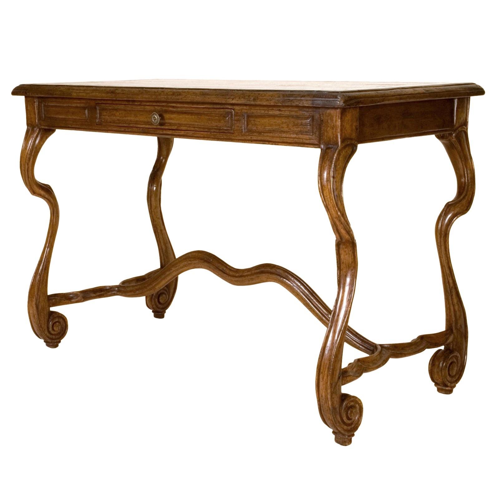 Rustique Table de bureau ou console Stradivari italienne sculptée par Randy Esada en vente