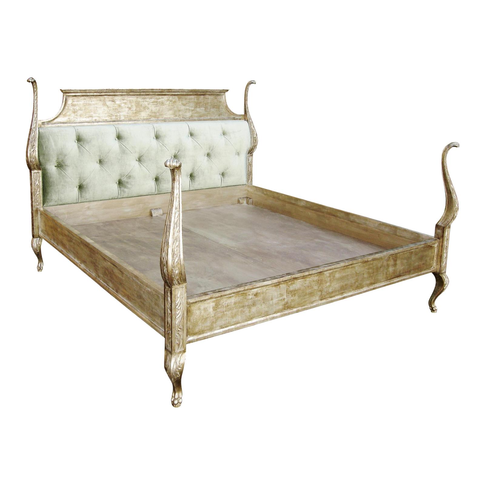 Carved Italian Venetian Queen Size Four-Poster Bed by Randy Esada For Sale