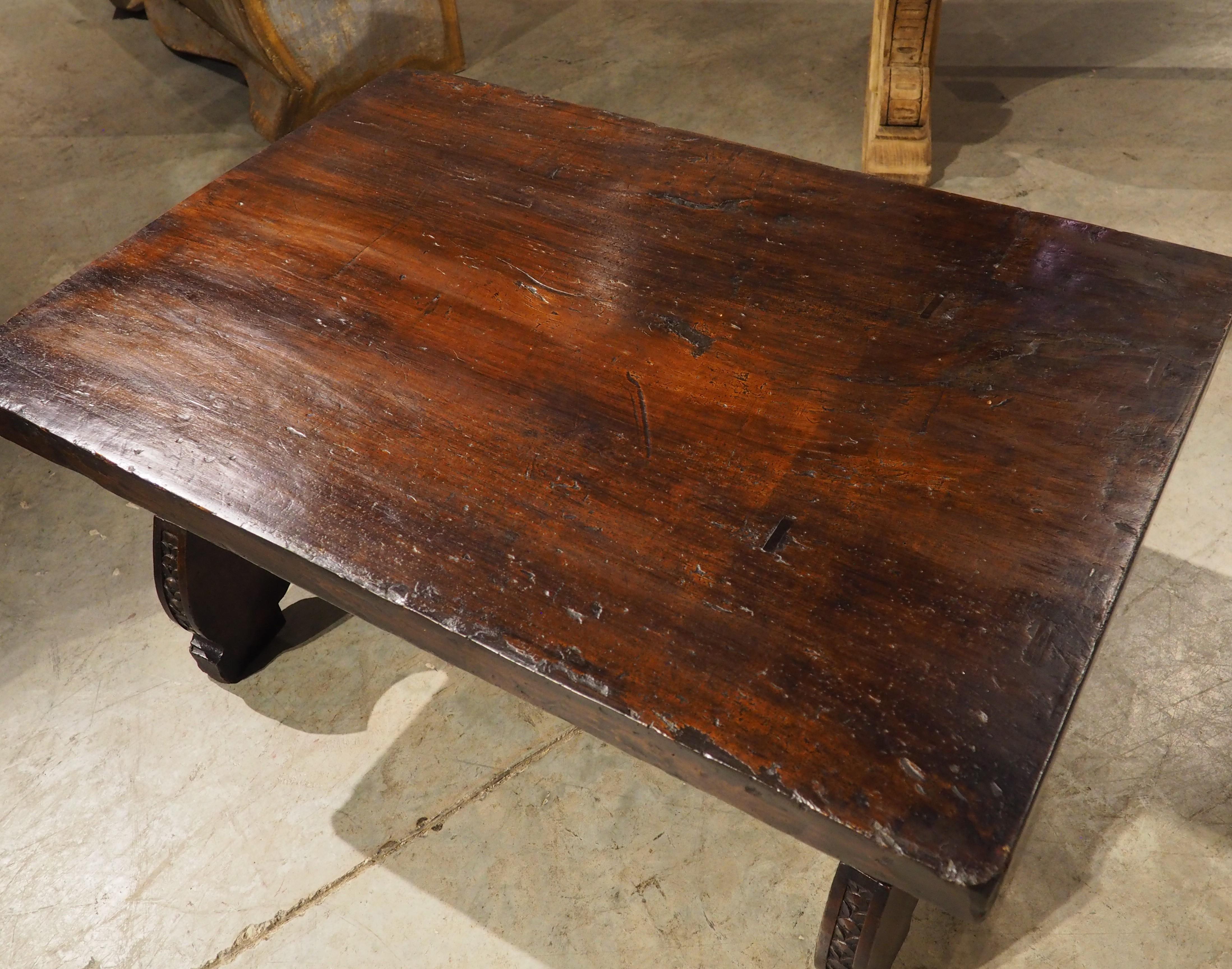 Carved Italian Walnut Coffee Table from Antique Elements For Sale 5