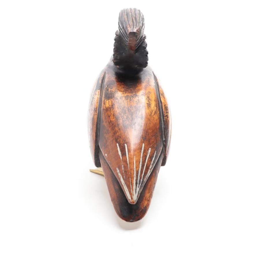 Geschnitzte italienische Mandarin-Entenfigur aus Holz von Sarreid, limitiert, Mitte/ Ende des 20. Jahrhunderts. (Moderne der Mitte des Jahrhunderts) im Angebot