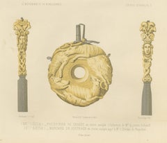 Carved Ivory Powder Flask and Knife Handles, Sixteenth Century, 1851
