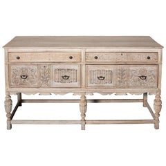 Carved Jacobean Bleach Wood Sideboard, circa 1920s
