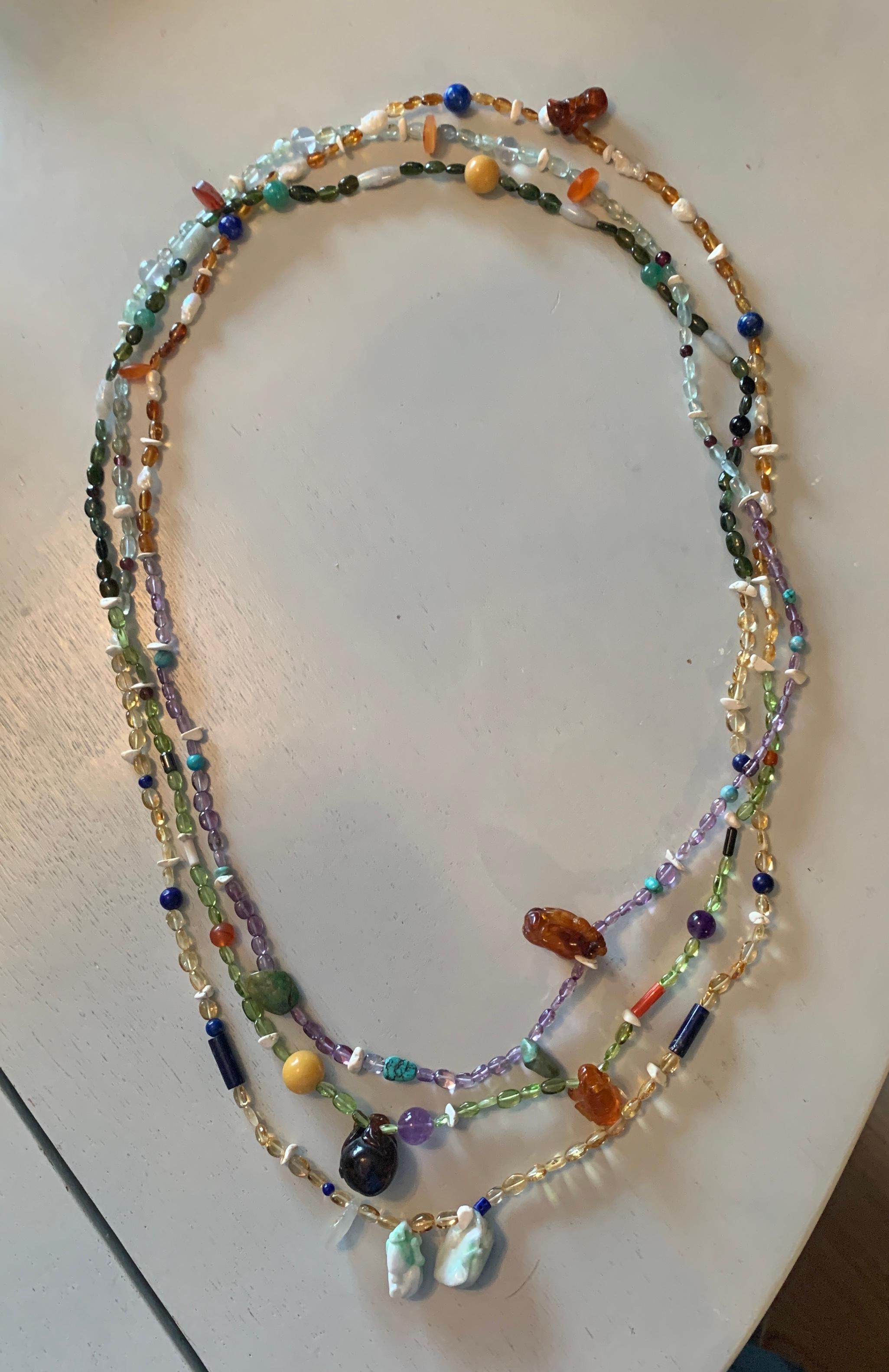 Collier de charme Jade sculpté Ambre Corail Citrine Lapin Singe KOI Unisexe en vente