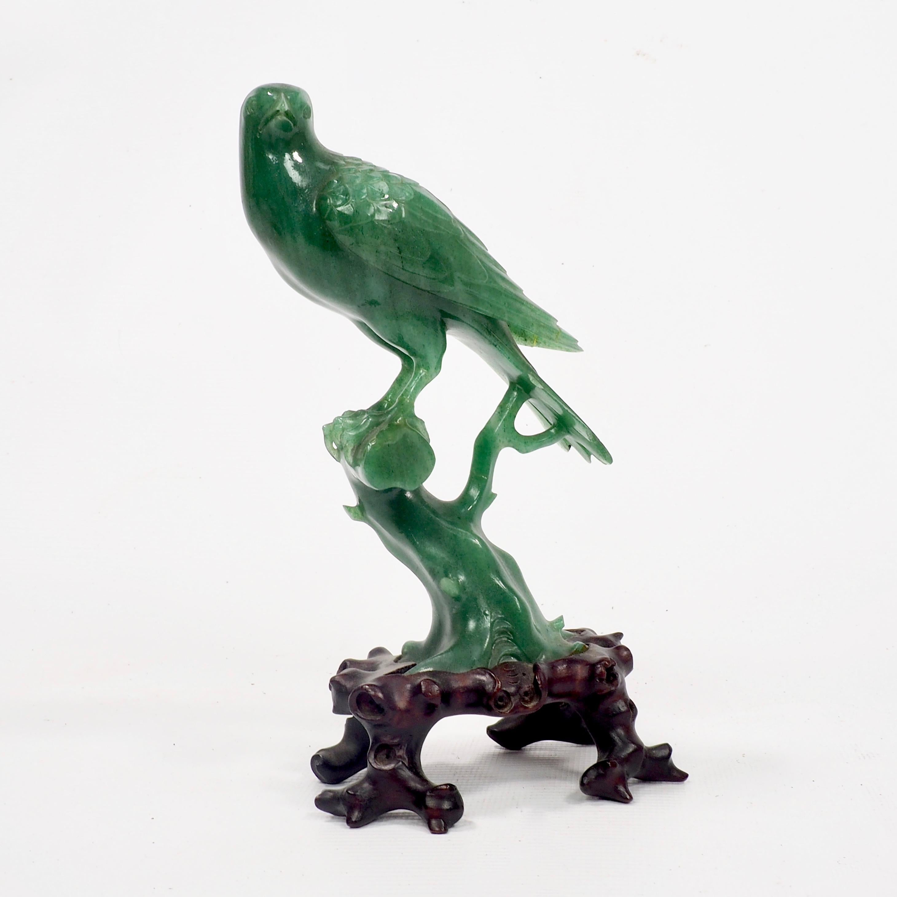 Hand-Carved Carved Jade Bird of Qing Dynasty China