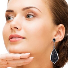 Carved Jade & Black Onyx Earring with Diamond & White Agate in 18k Gold & Silver