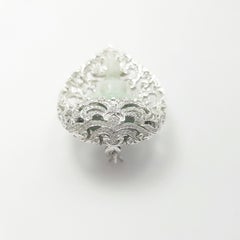 Carved Jade Buddha with Diamond Pendant/Brooch set in 18K White Gold Settings