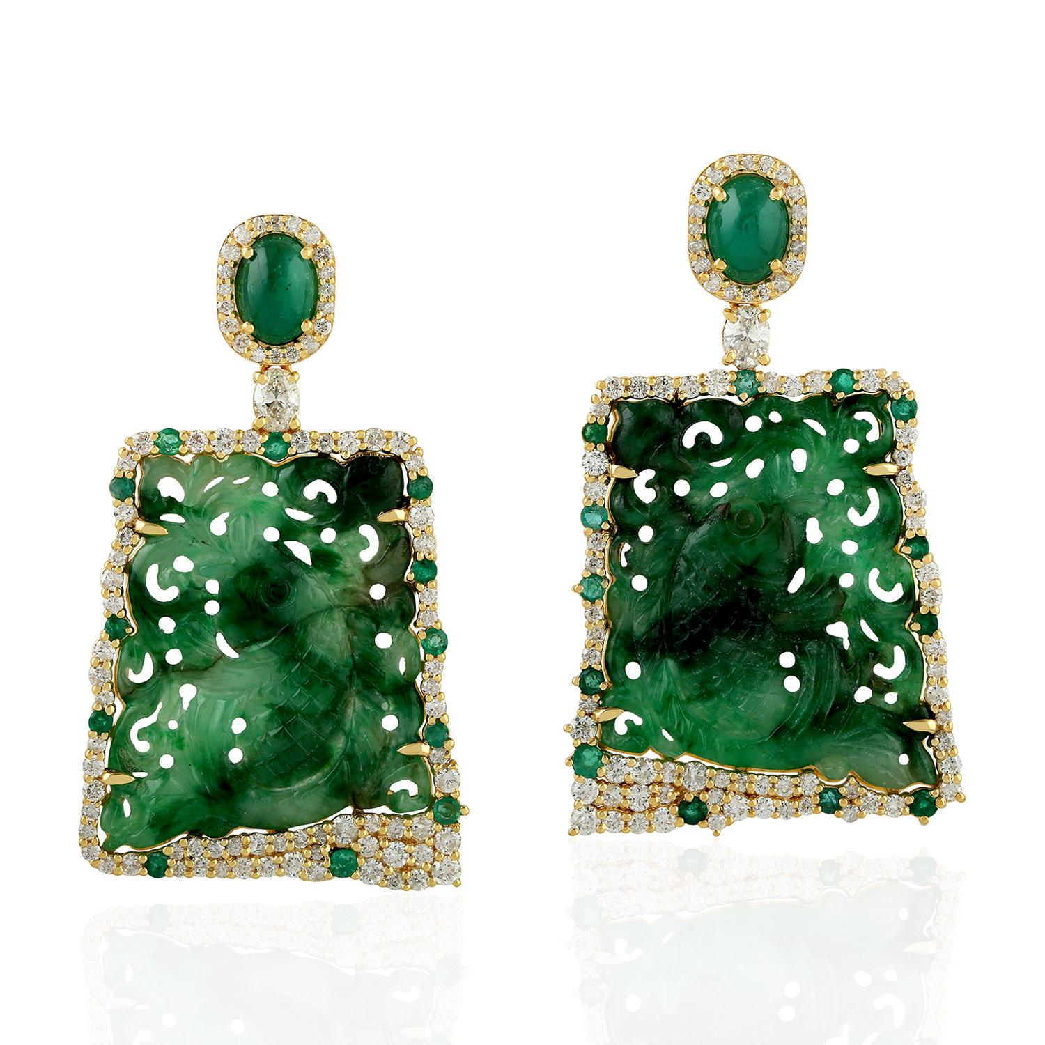 square jade earrings