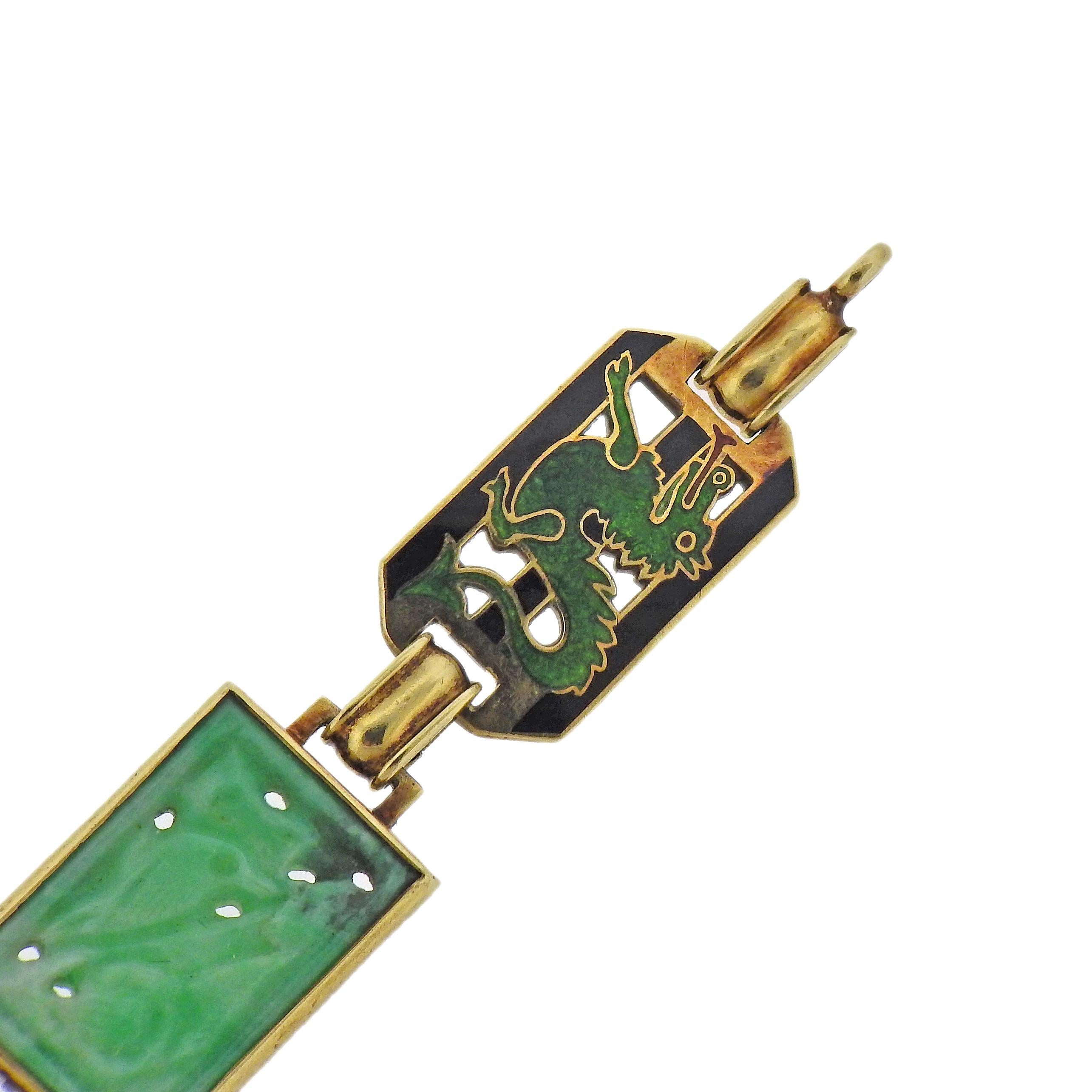 jade bracelet with gold dragon
