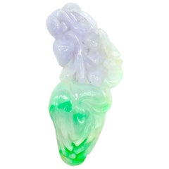 Carved, Jade Green and Purple Pendant
