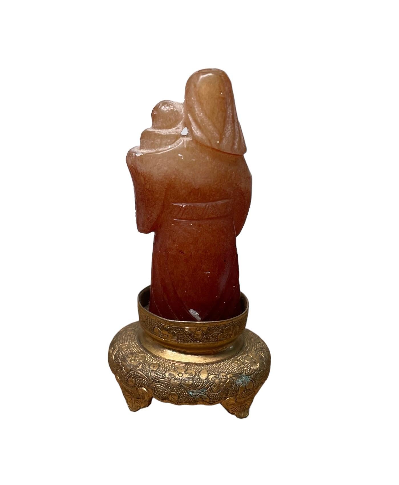 Carved Jade Old Man with Child Figurine For Sale 1