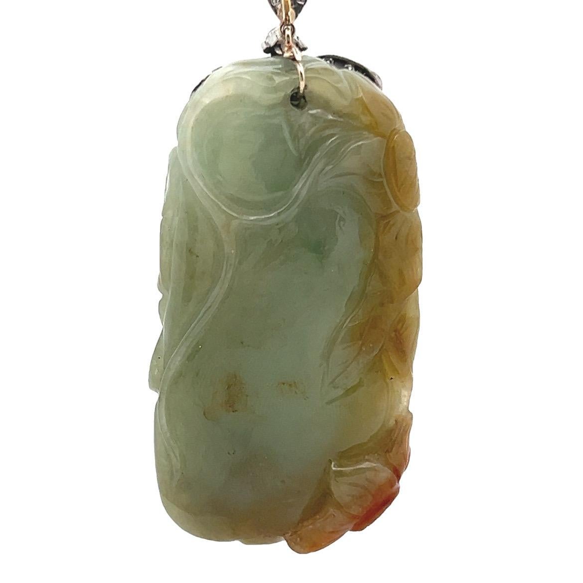 Carved Jade Pendant Necklace For Sale 3