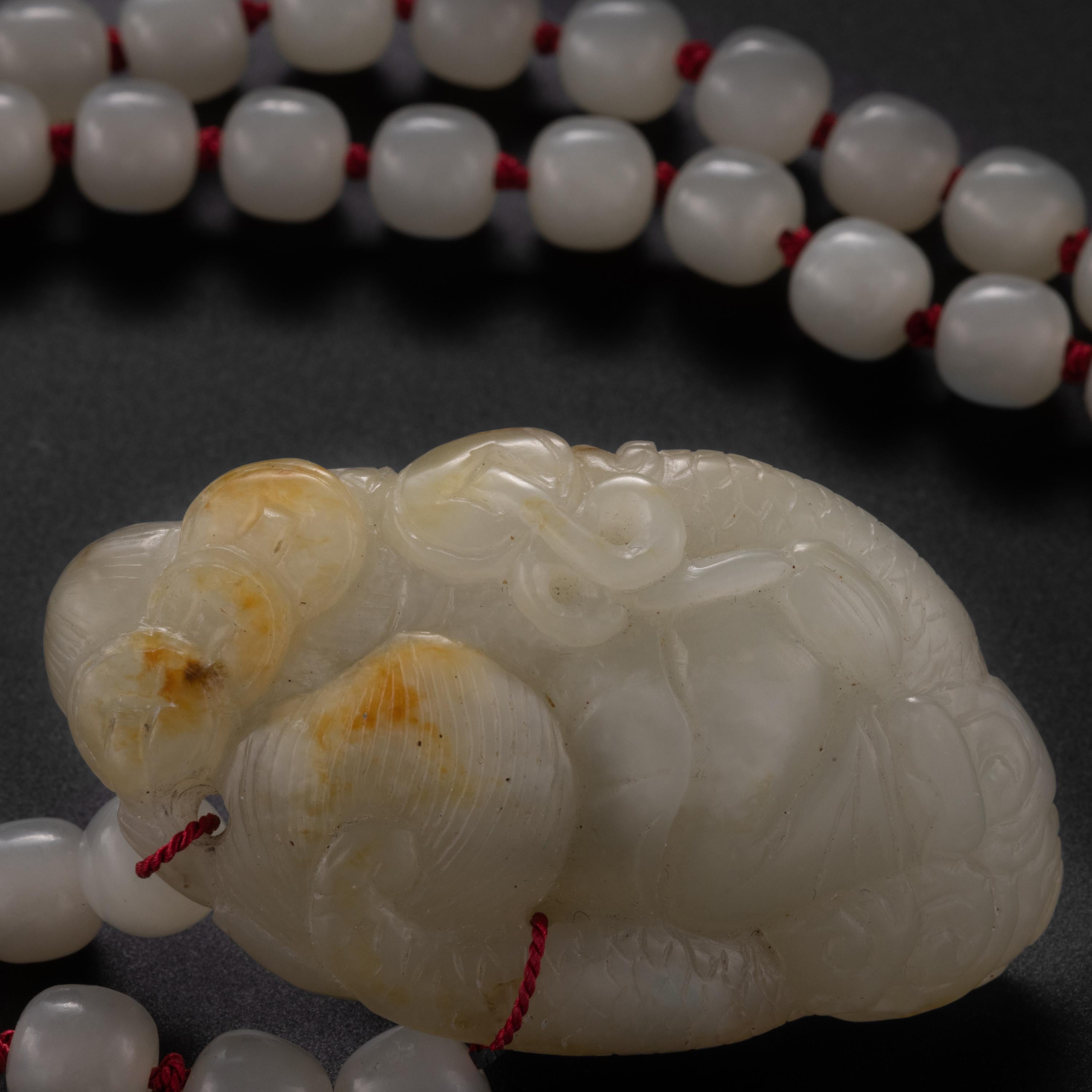 Artisan Carved Jade Pendant Qing Dynasty White Nephrite Buddha