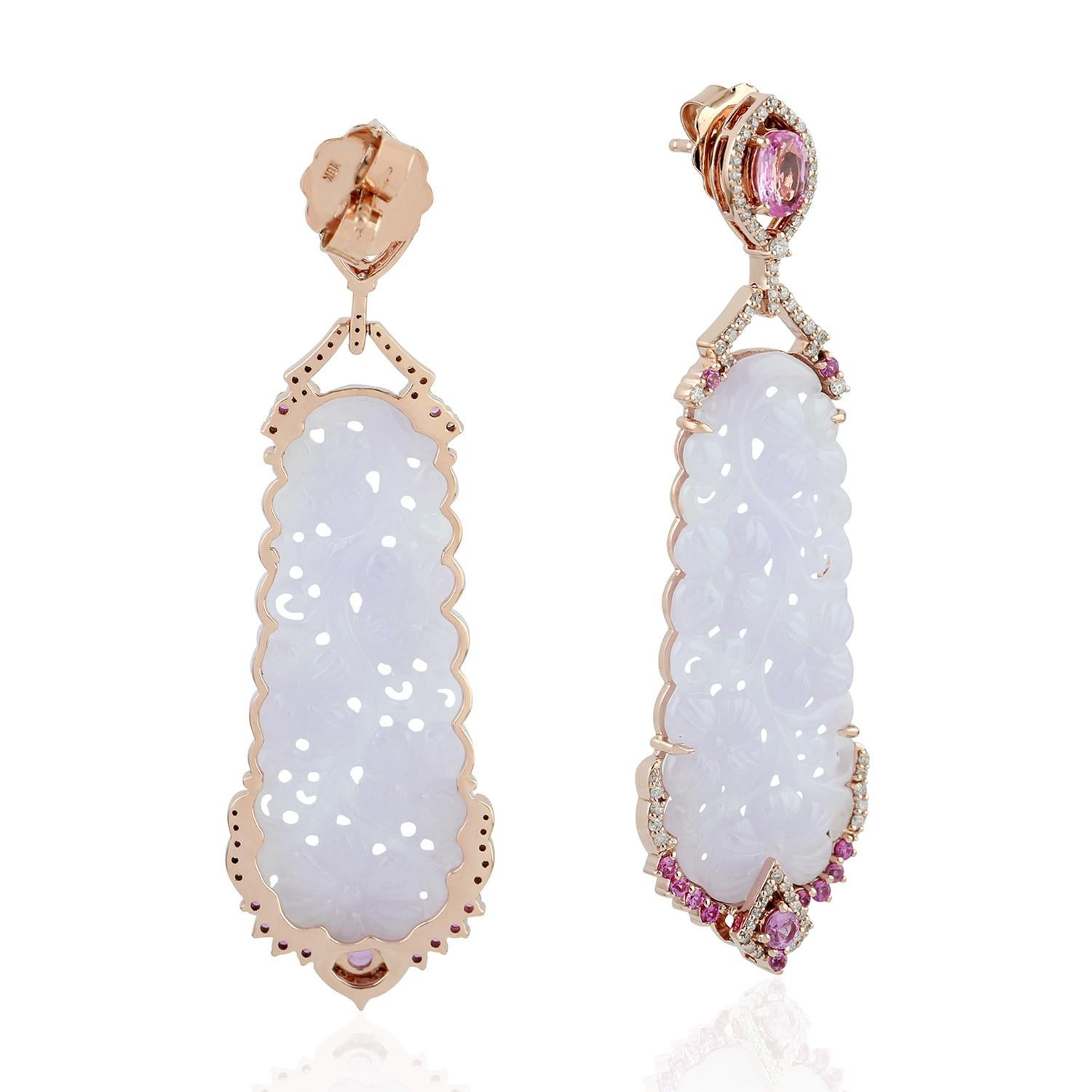 pink jade earrings