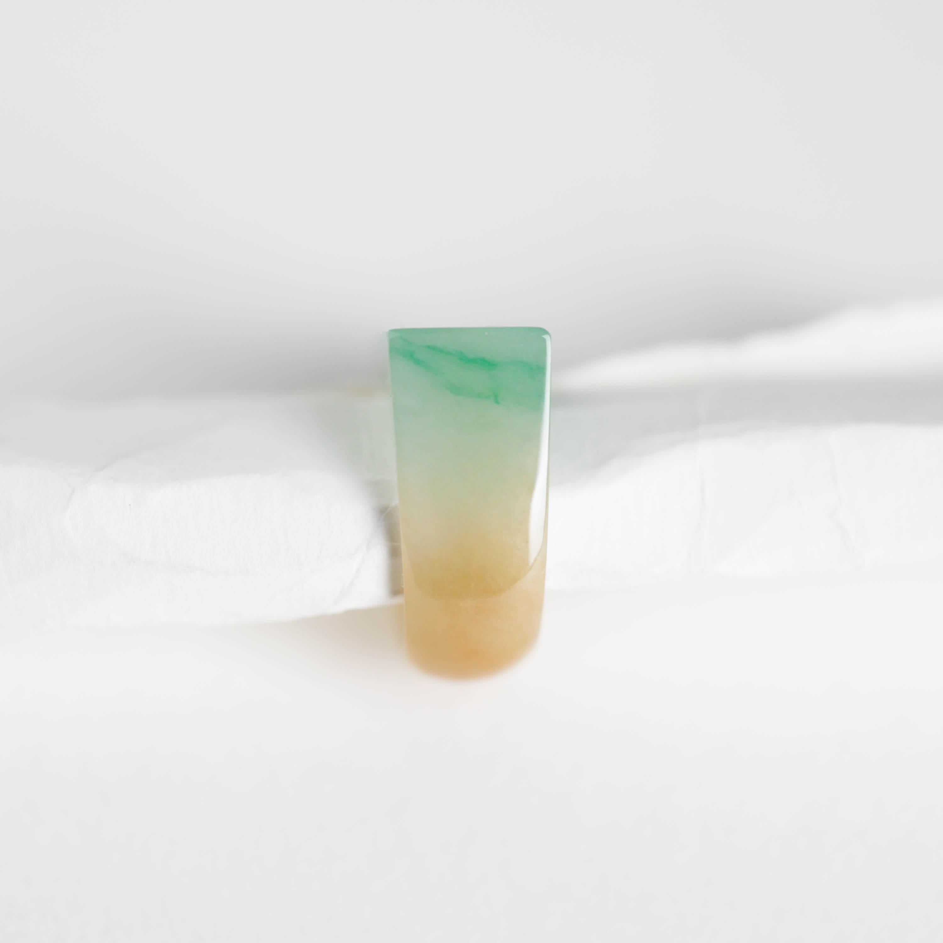 Women's or Men's Carved Jade Ring Bi-Color Highly Translucent Certified Untreated For Sale