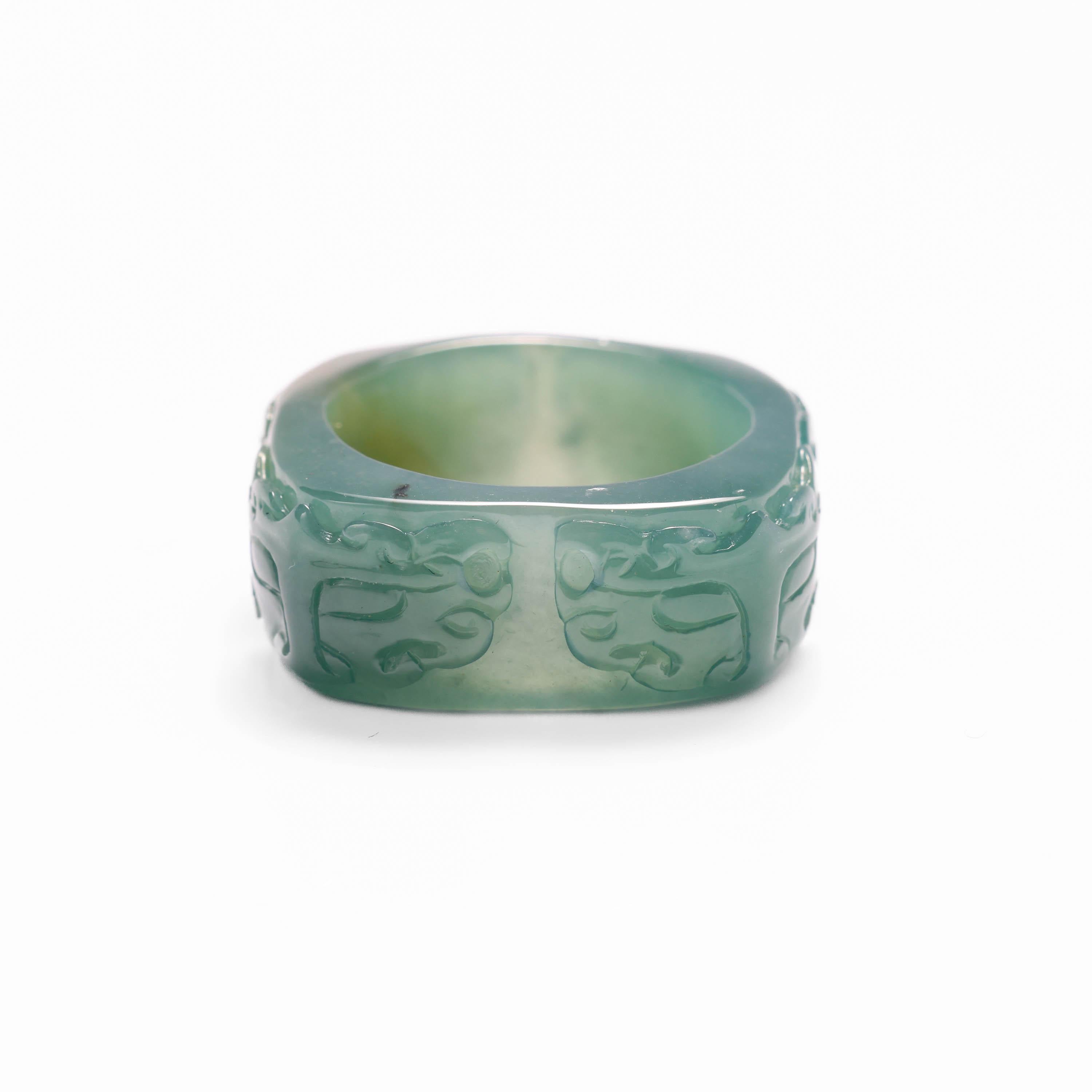 Women's or Men's Carved Jade Ring Certified Untreated Sz 10 New