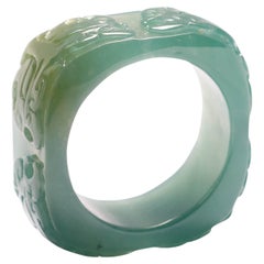 Carved Jade Ring Certified Untreated Sz 10 New