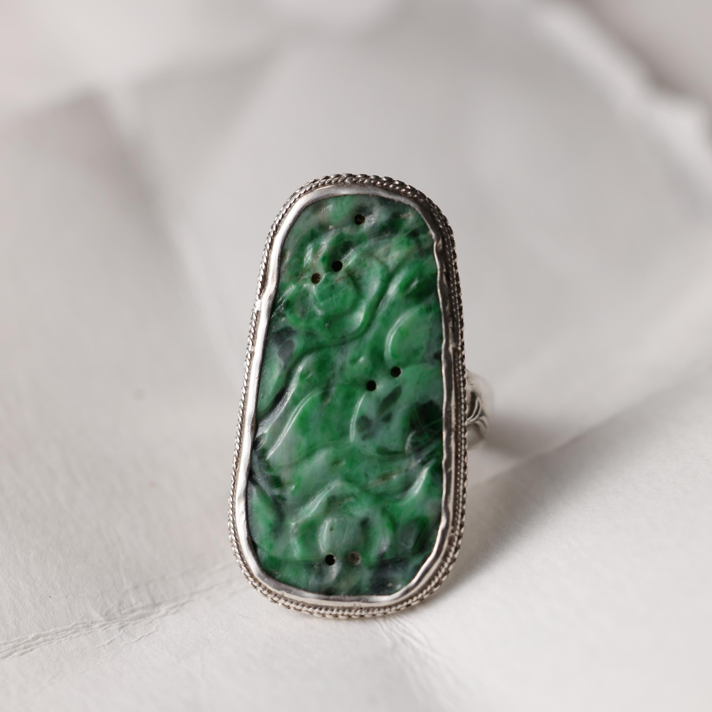 Carved Jade Ring from Arts & Crafts Period 2