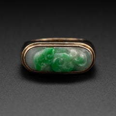 Carved Jade Saddle Ring Certified Untreated