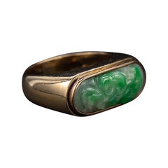 Carved Jade Saddle Ring Certified Untreated