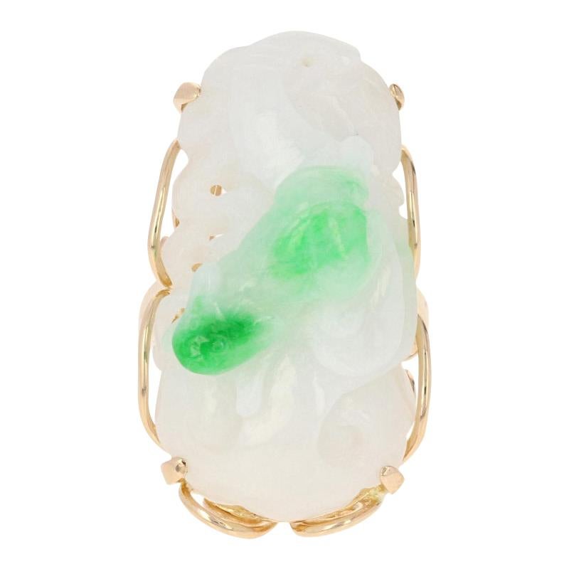 Fresh Look at Art Deco 18 Karat Gold Hand Carved Natural Jadeite Floral