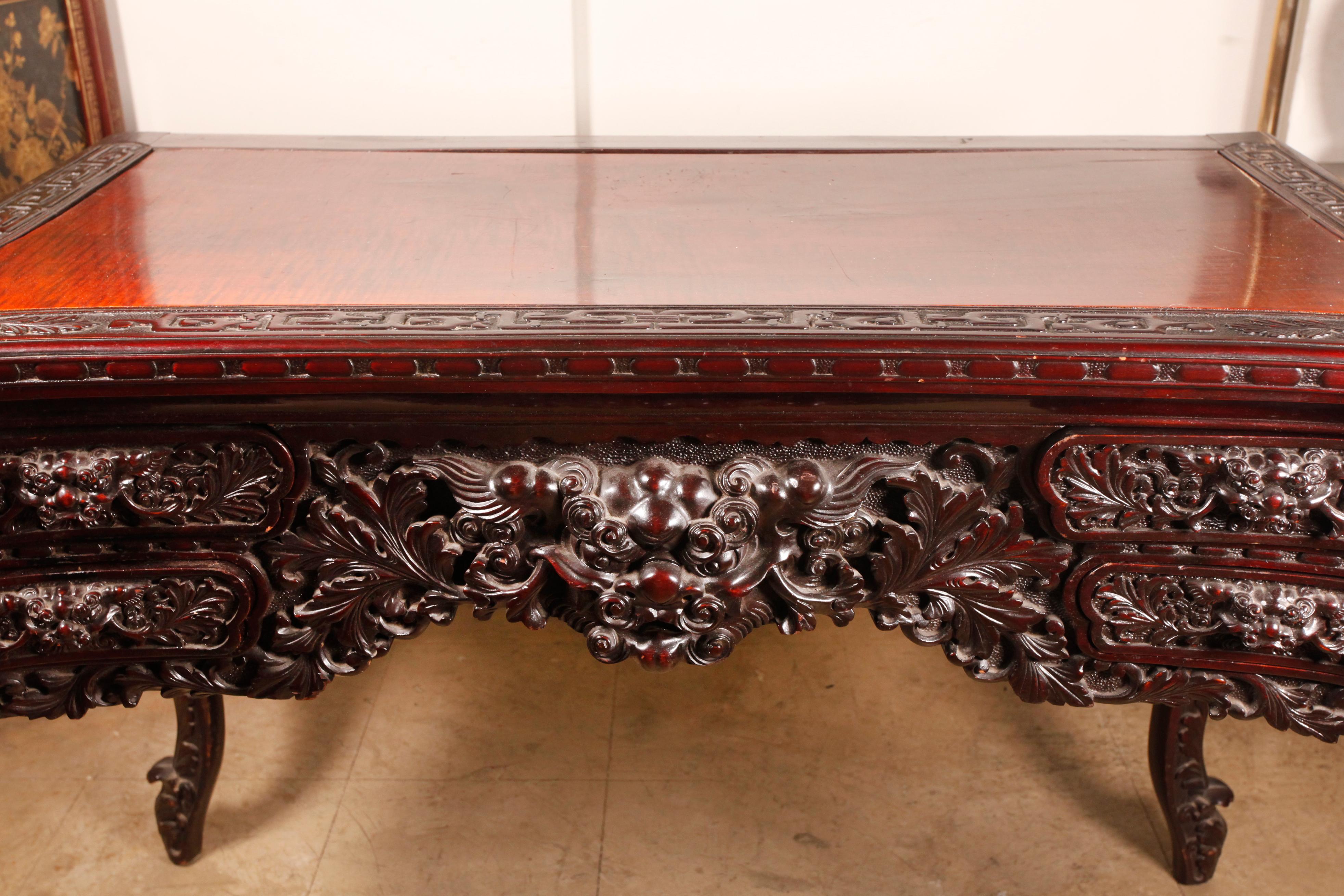 carved Japanese hardwood table, 19th c. In Good Condition For Sale In New York, NY