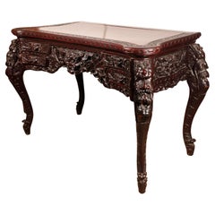 carved Japanese hardwood table, 19th c.