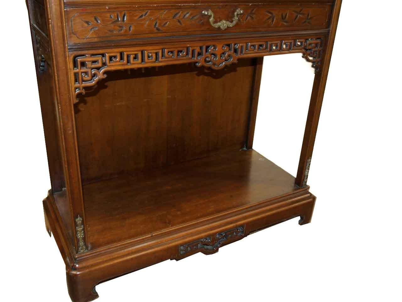 Carved Japanese Inlaid Cabinet For Sale 5