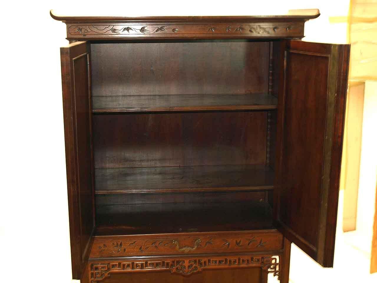 Carved Japanese Inlaid Cabinet For Sale 8