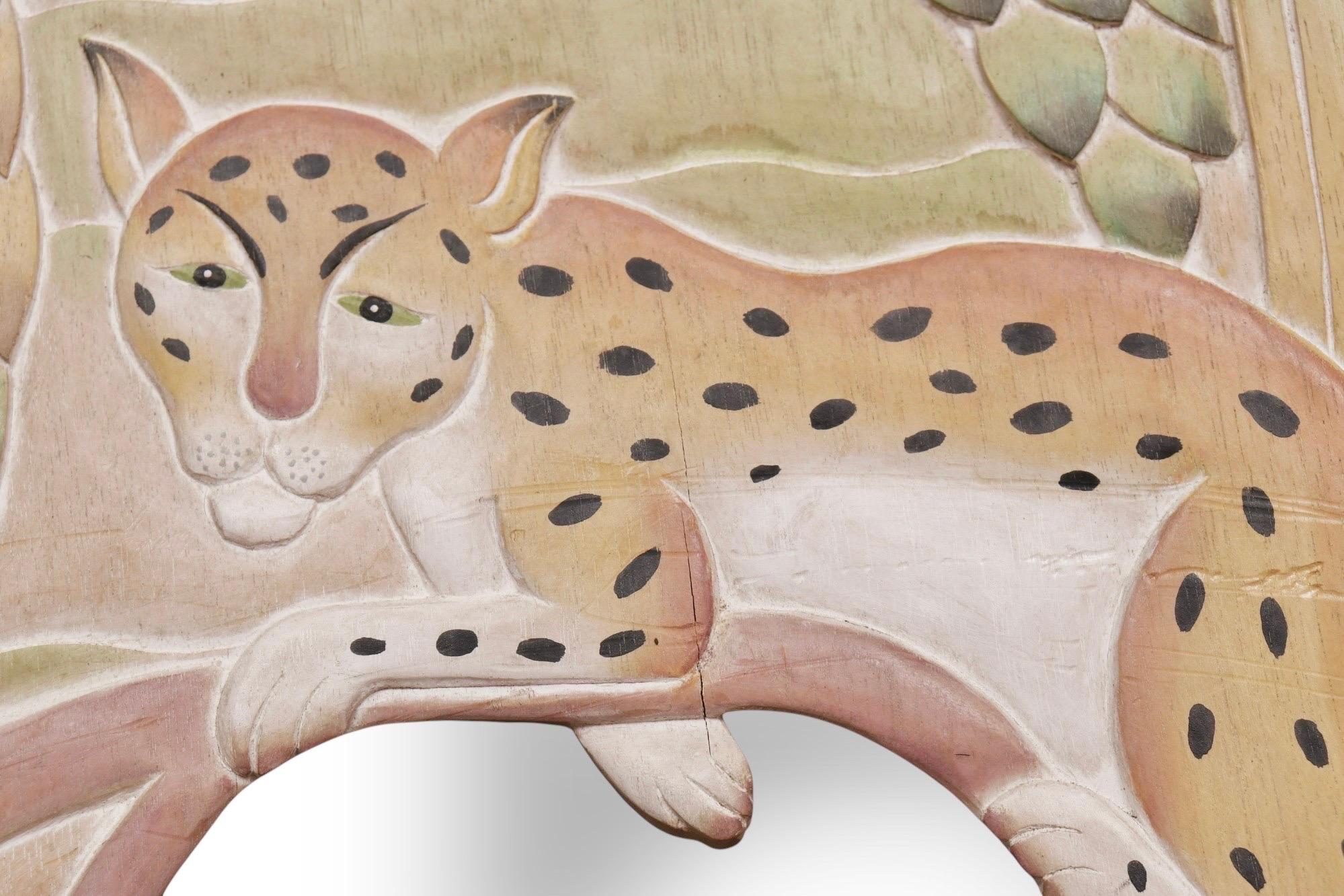 Fin du 20e siècle Miroir mural sculpté d'animaux de la jungle en vente
