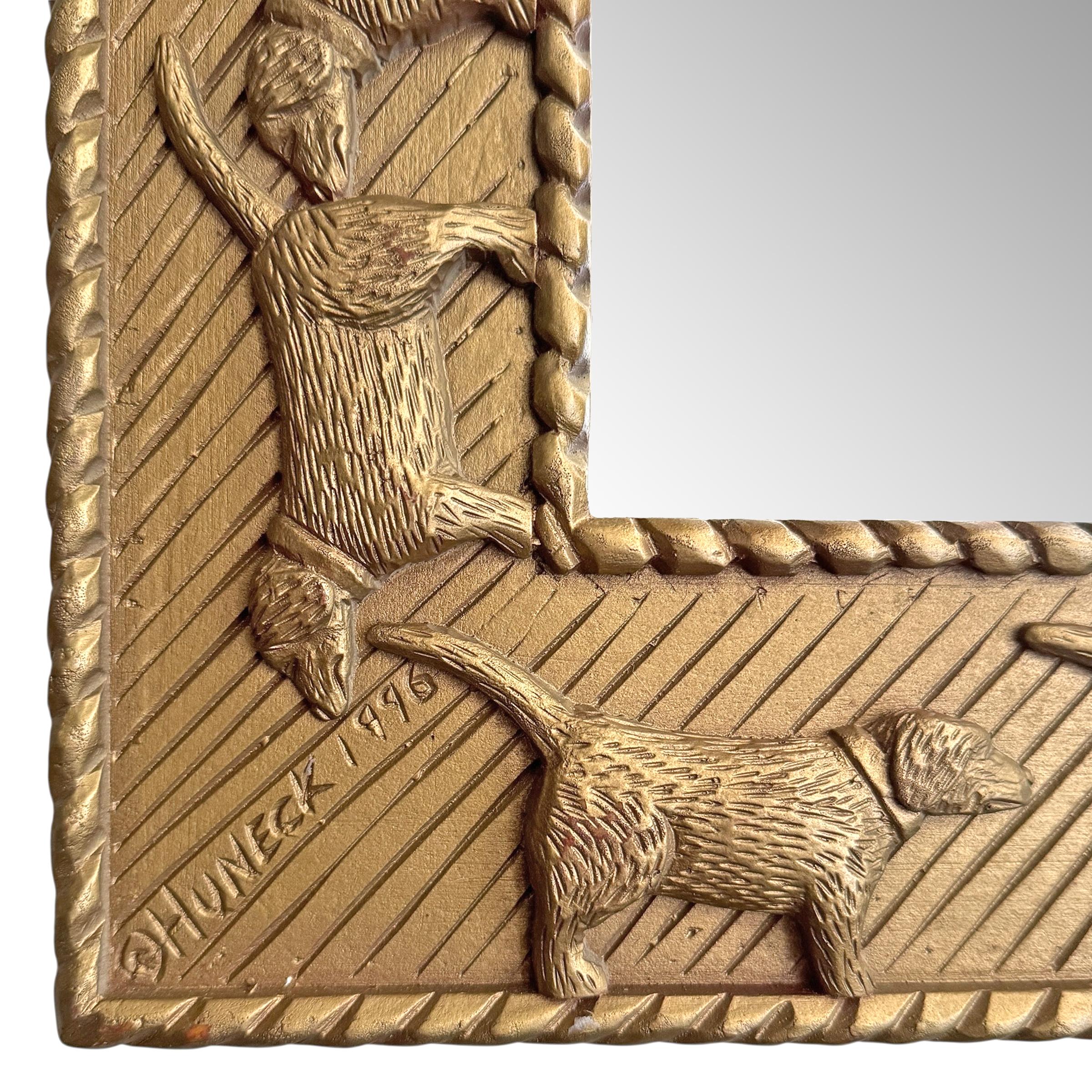 Carved Labrador Framed Mirror by Stephen Huneck For Sale 2
