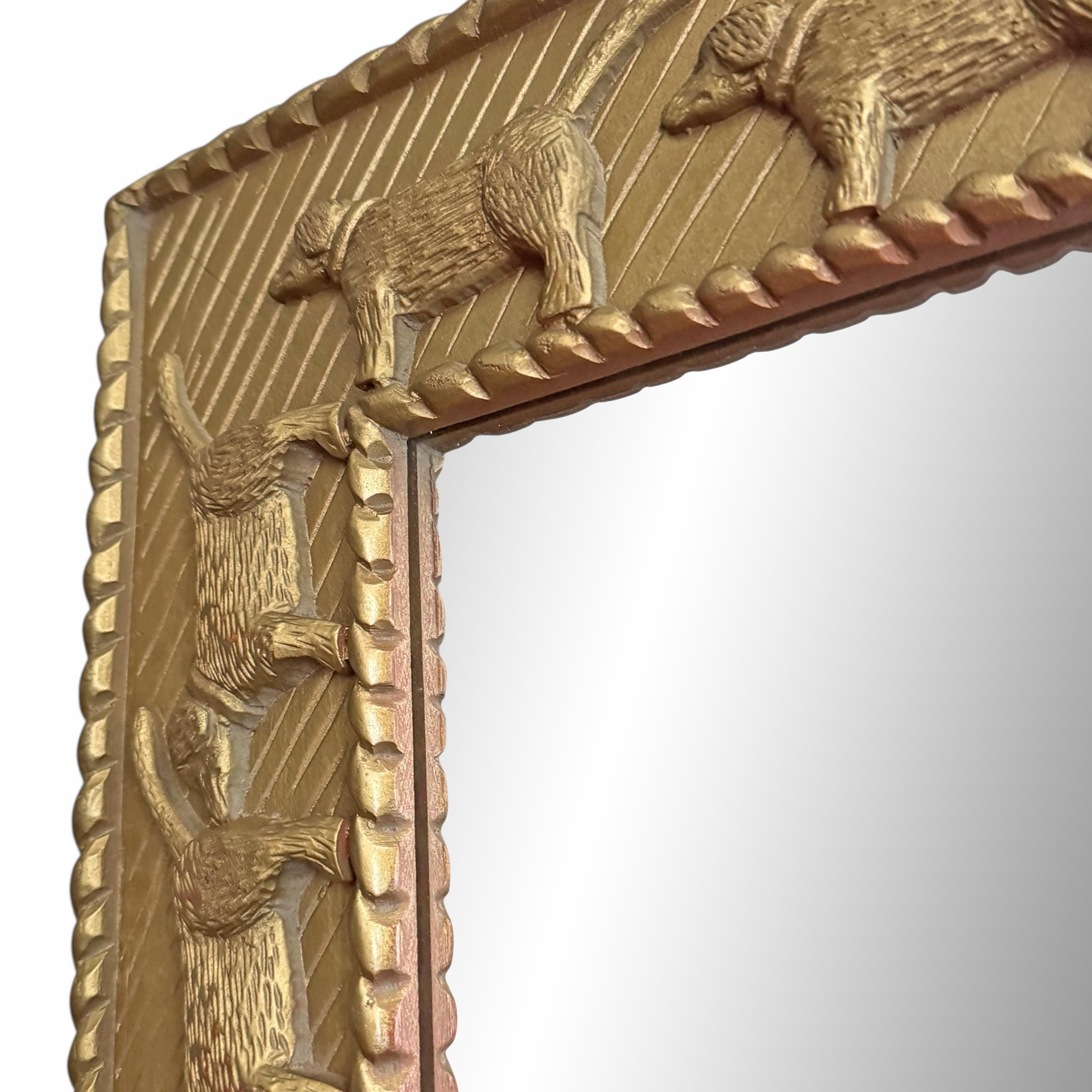 Hand-Carved Carved Labrador Framed Mirror by Stephen Huneck For Sale