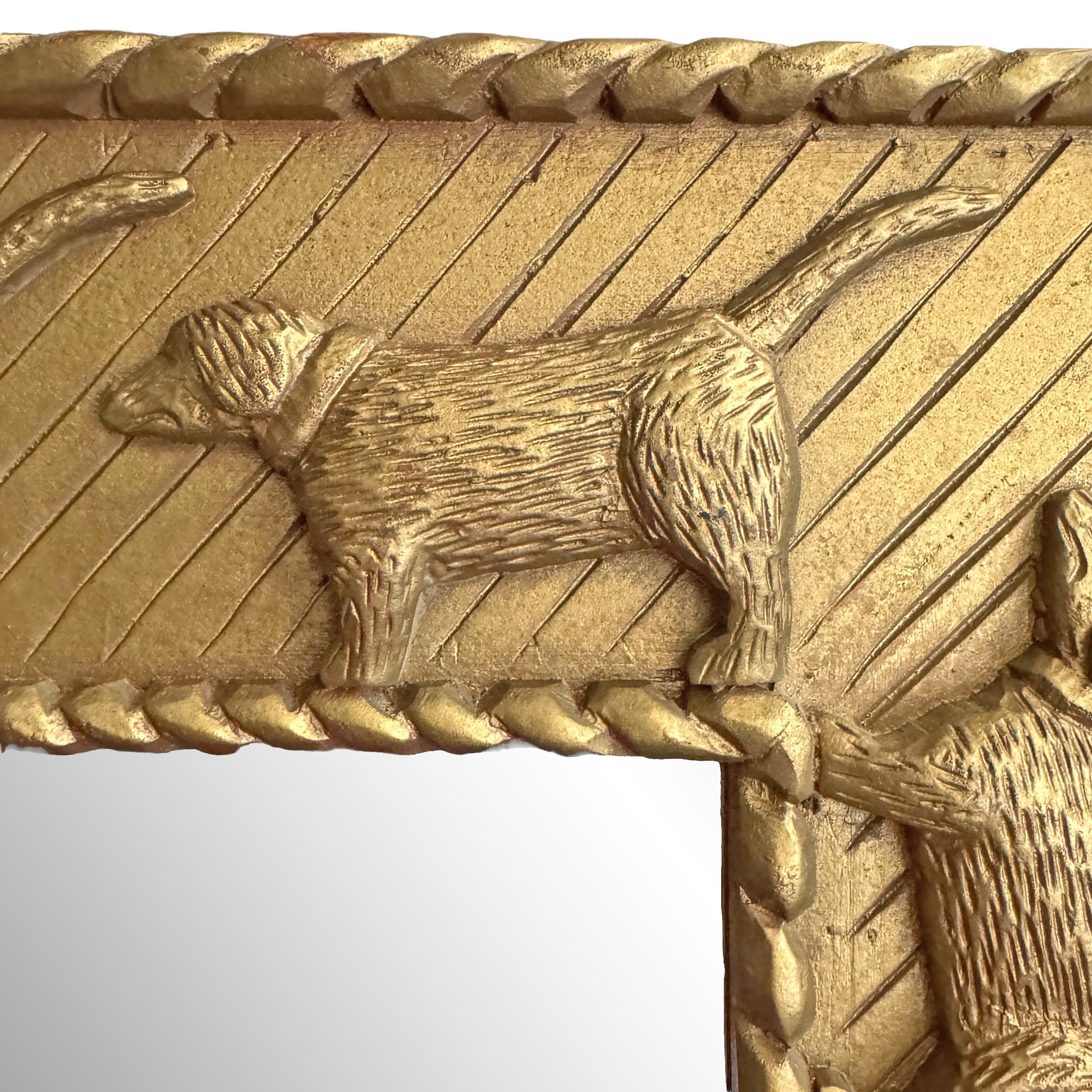 Carved Labrador Framed Mirror by Stephen Huneck For Sale 1