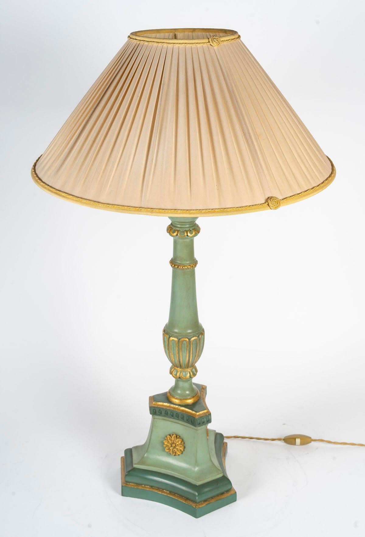 Lámpara de Madera Tallada, Lacada y Dorada, 1950-1960, Estilo Luis XVI. siglo XX en venta