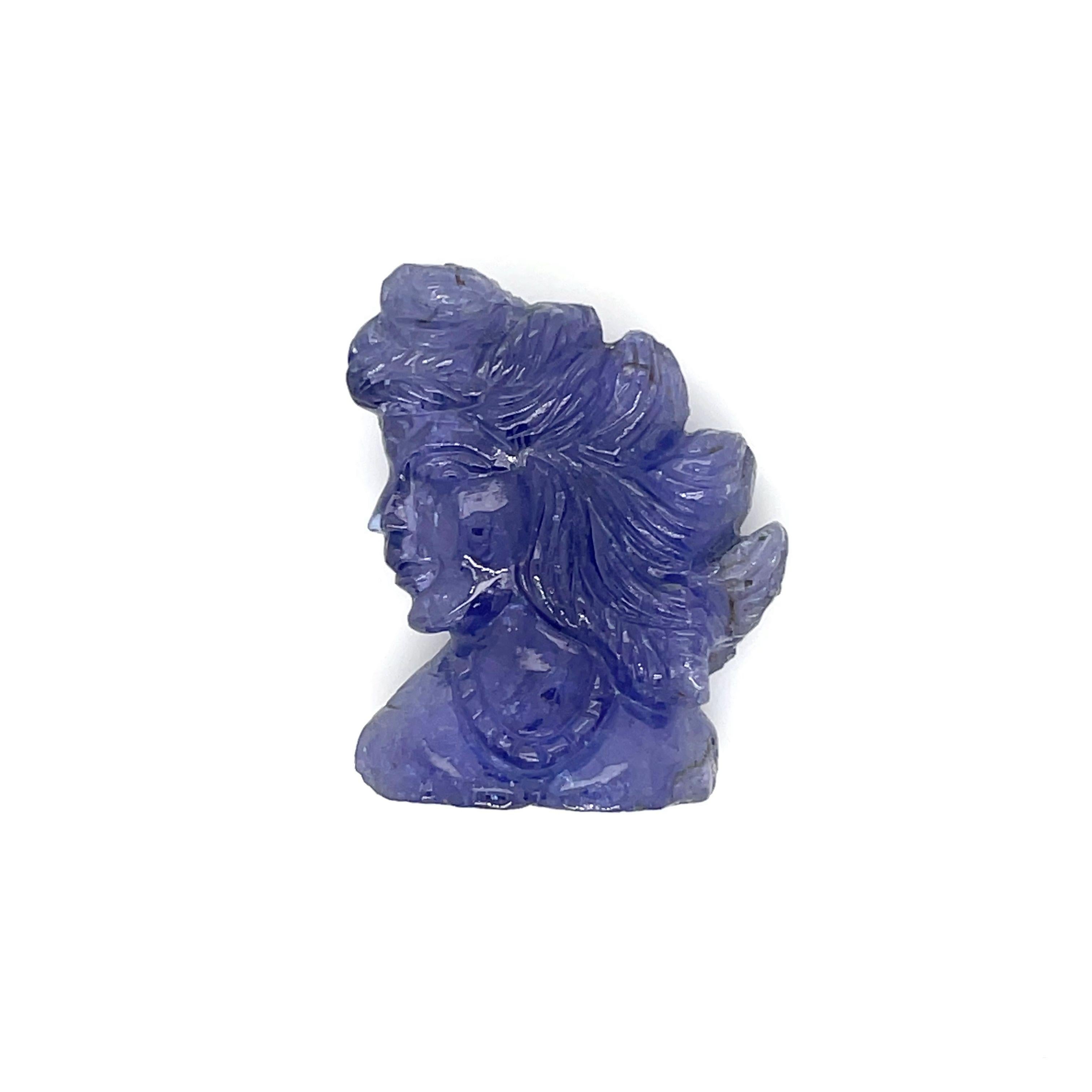 Contemporary Carved Lady Tanzanite Cts 49.76 For Sale