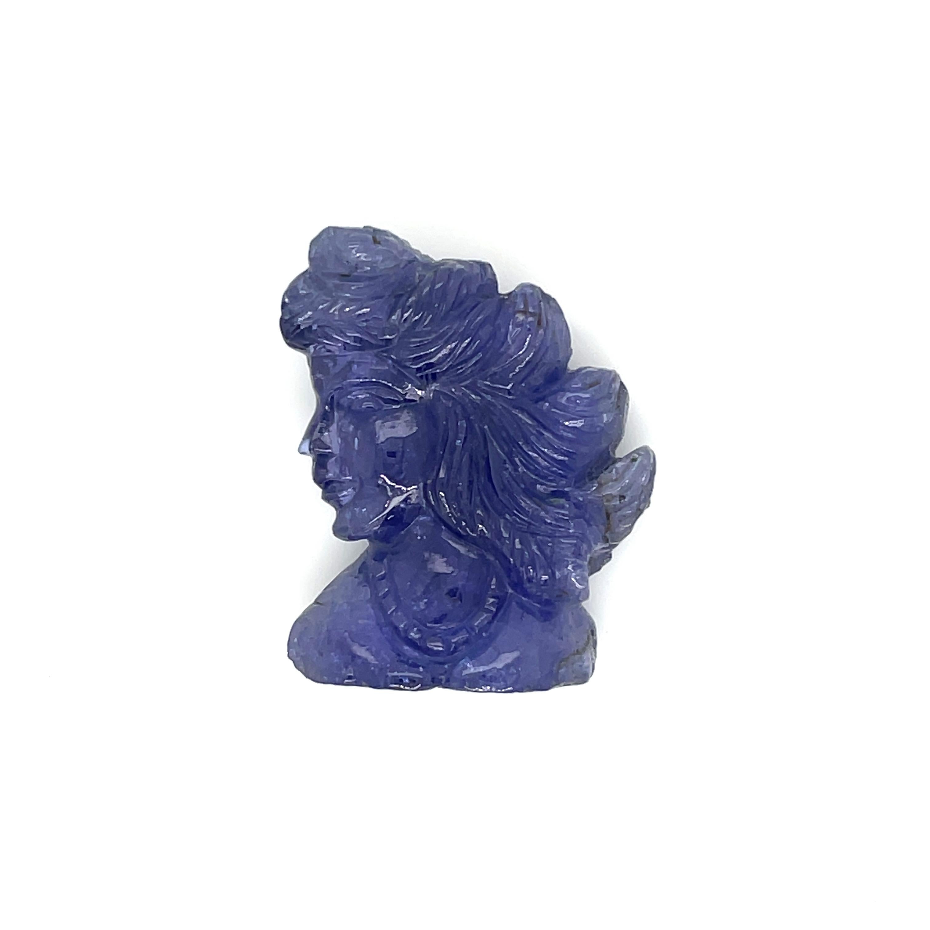 Square Cut Carved Lady Tanzanite Cts 49.76 For Sale