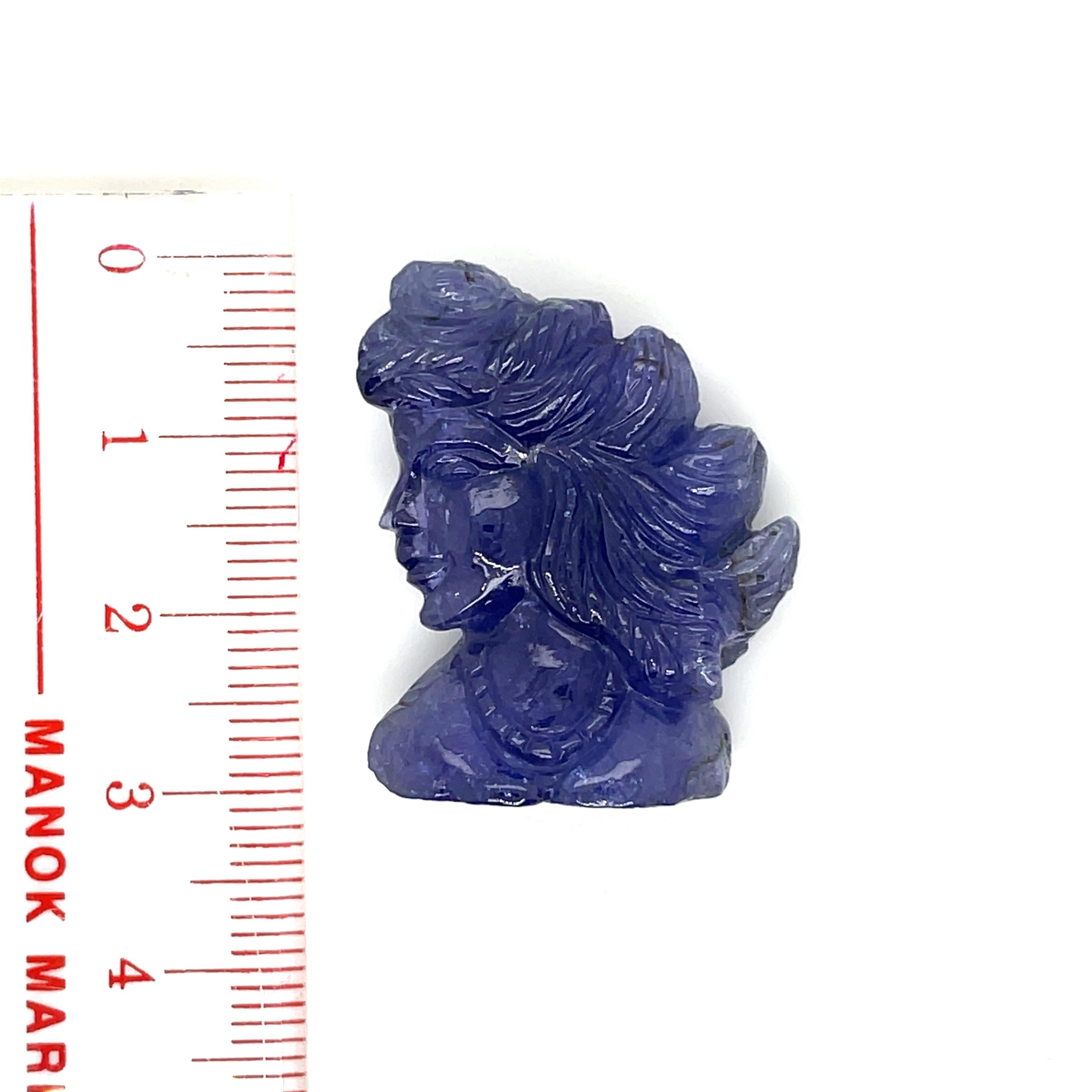 Women's or Men's Carved Lady Tanzanite Cts 49.76 For Sale