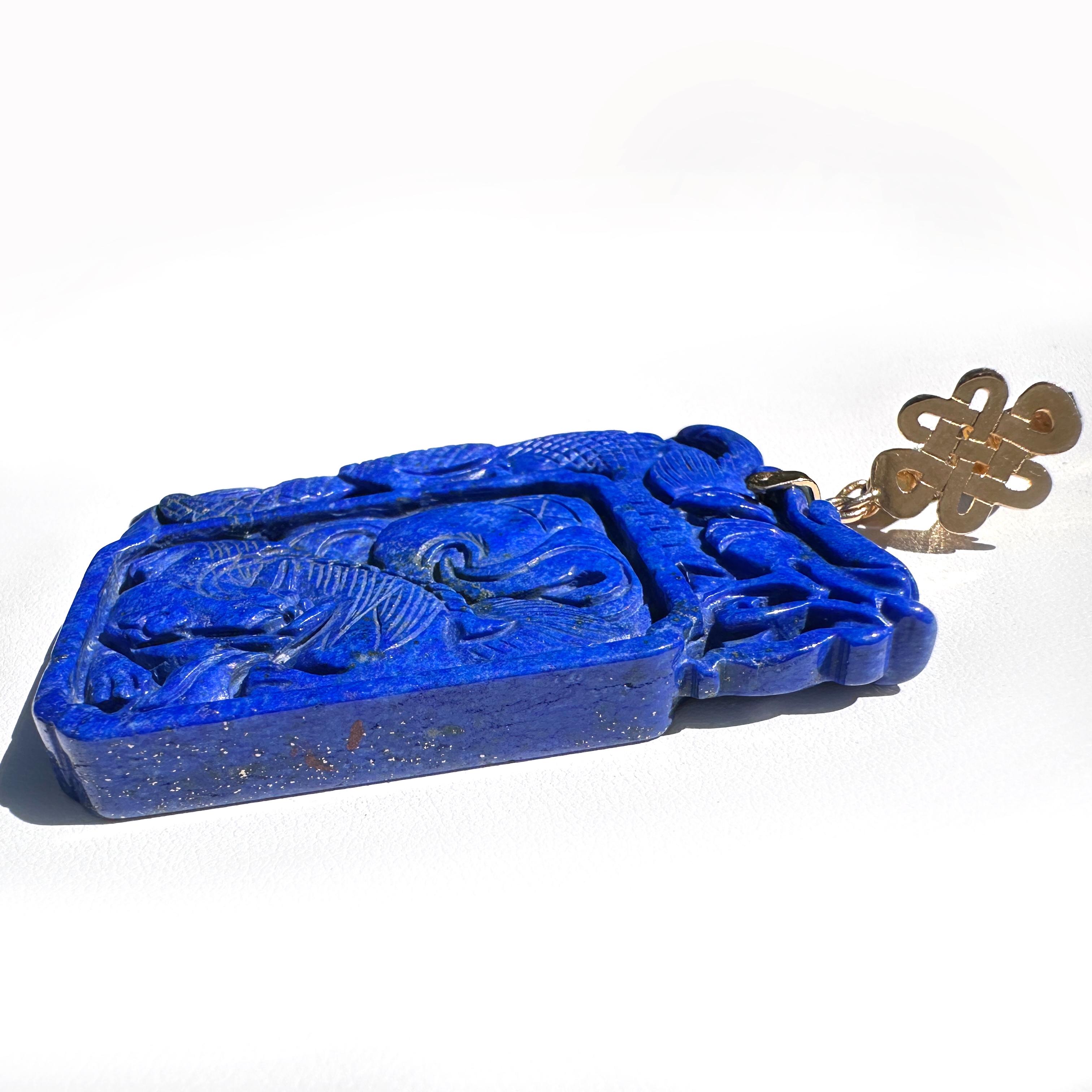 Ciondolo con drago di Lapis intagliato e collana di perle Akoya barocche da 9 mm in argento e blu da 18