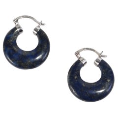 Carved Lapis Hoop Earrings