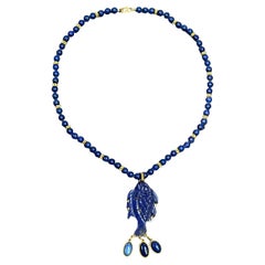 Carved Lapis Lazuli Fish Necklace
