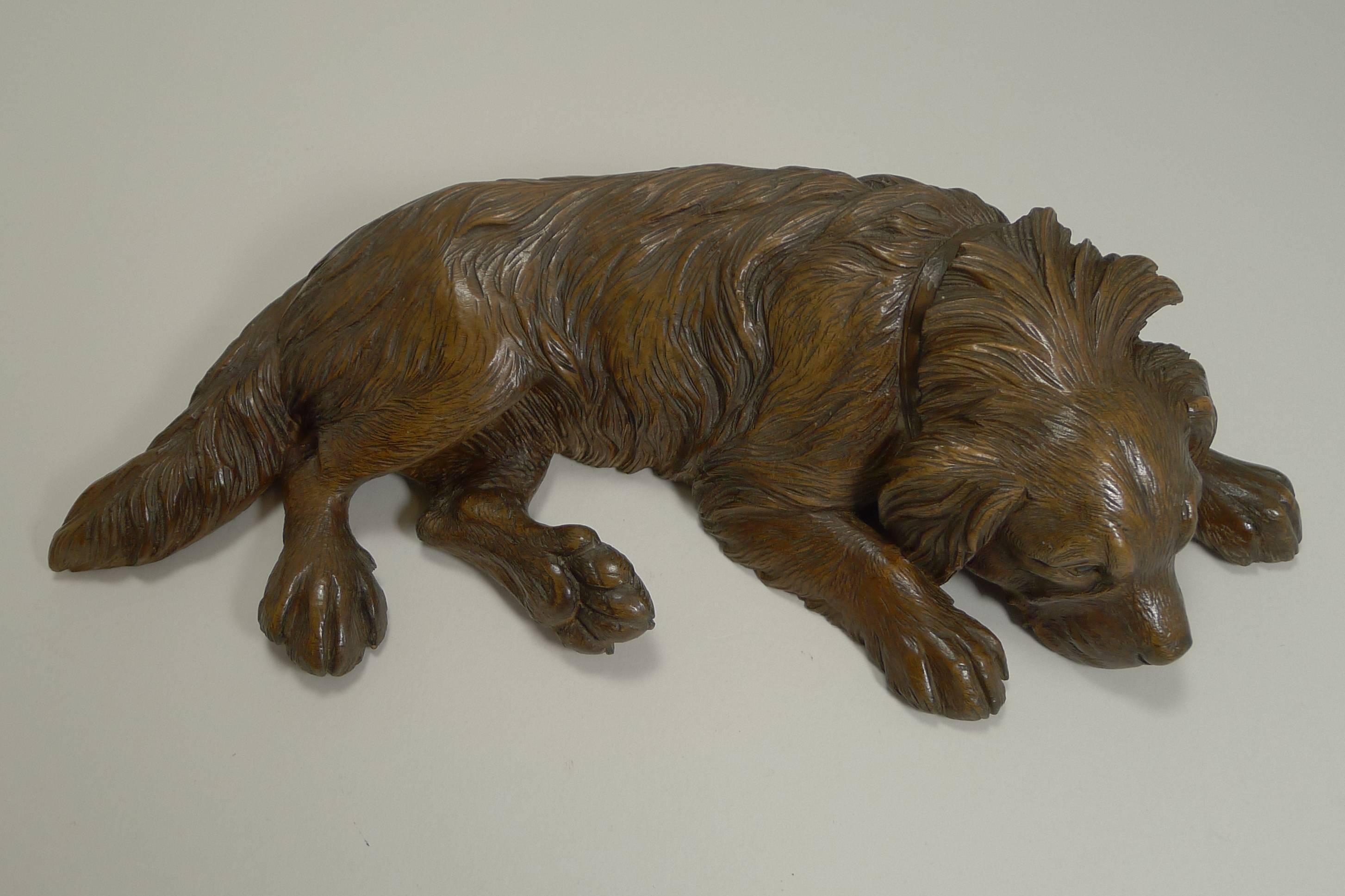 Carved Large Figural Black Forest Dog Figure, circa 1890 In Excellent Condition In Bath, GB