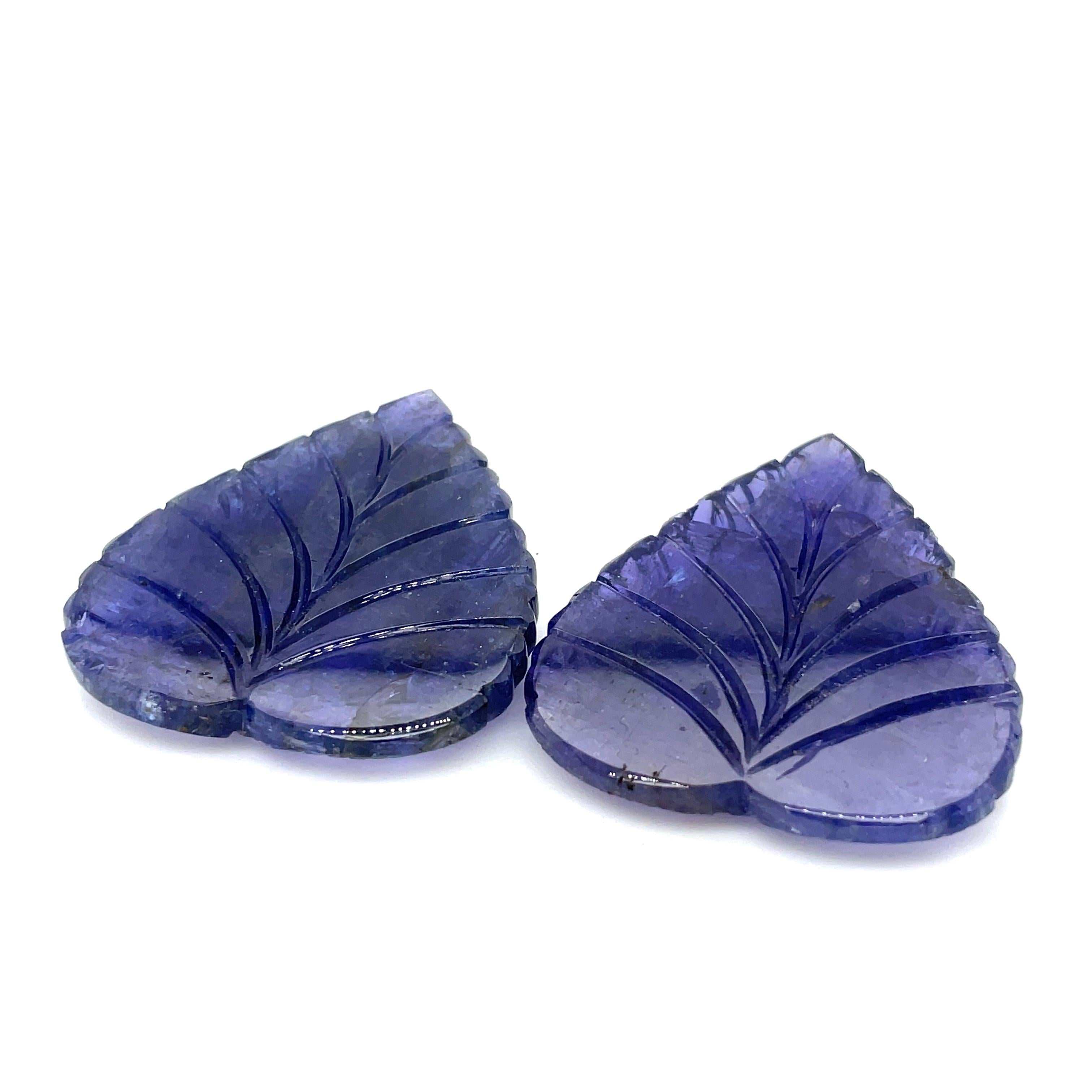 Women's or Men's Carved Leaf Tanzanite Cts 164.44  For Sale