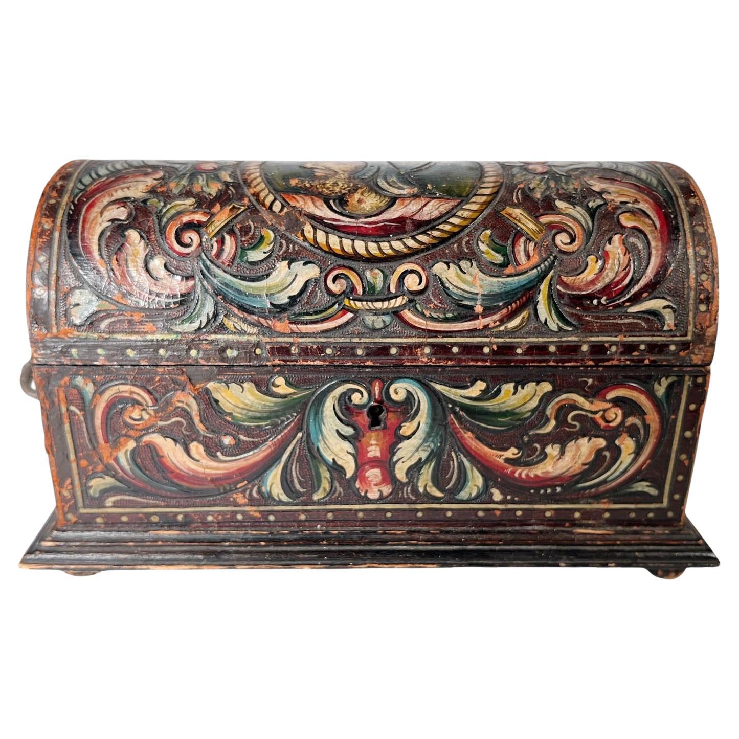Caja de cúpula de cuero tallado en venta