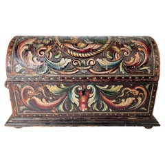 Antique Carved Leather Dome Top Box