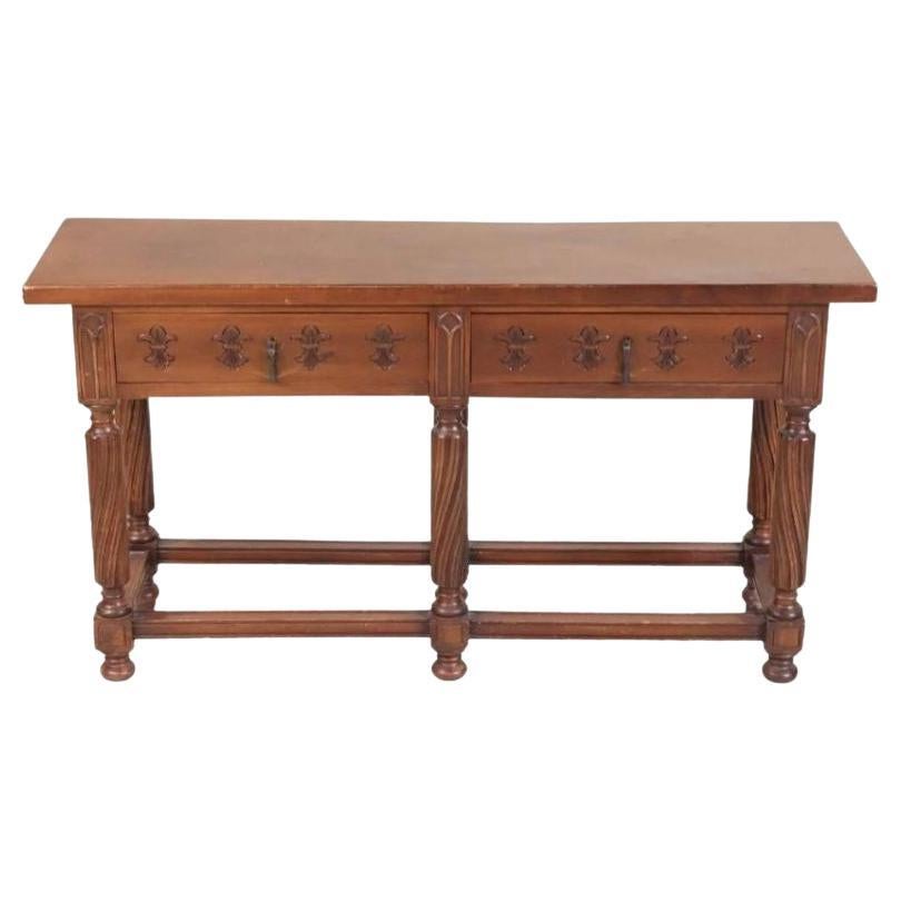Carved Leg Mahogany Jacobean Style Console Table