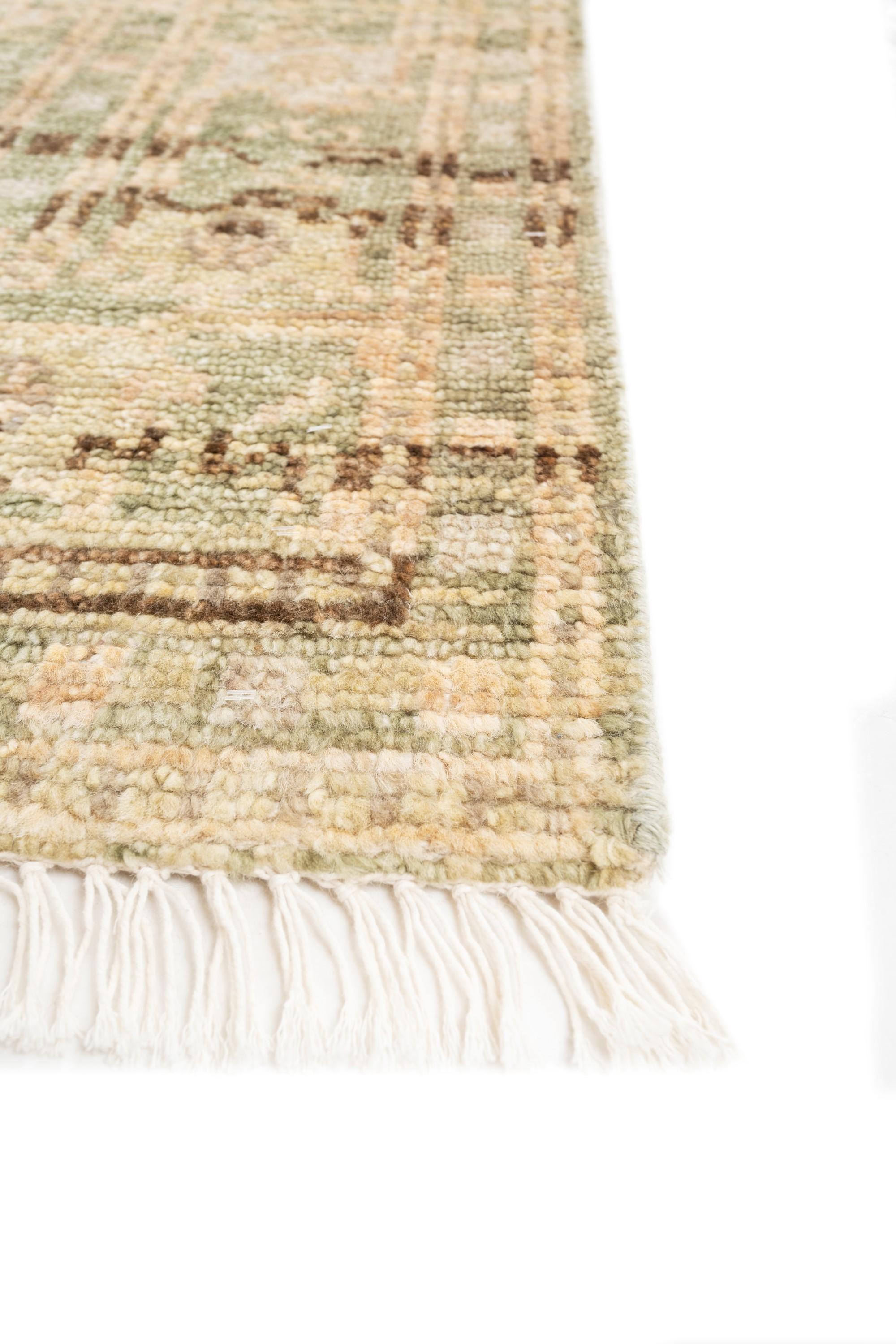 Tribal Carved Legacy Burnt Olive & Burnt Olive 240x300 cm Handknotted Rug For Sale