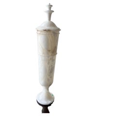 Carved Lidded Alabaster Urn Lamp
