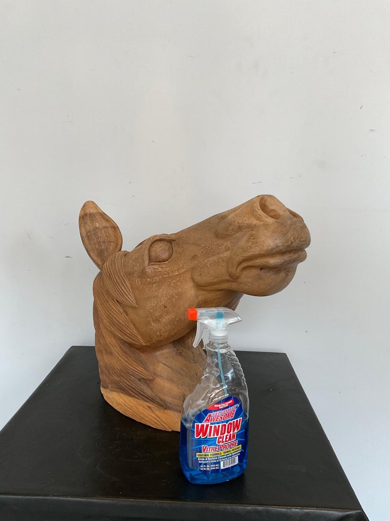 Carved Life Size Wood Horse Head For Sale at 1stDibs