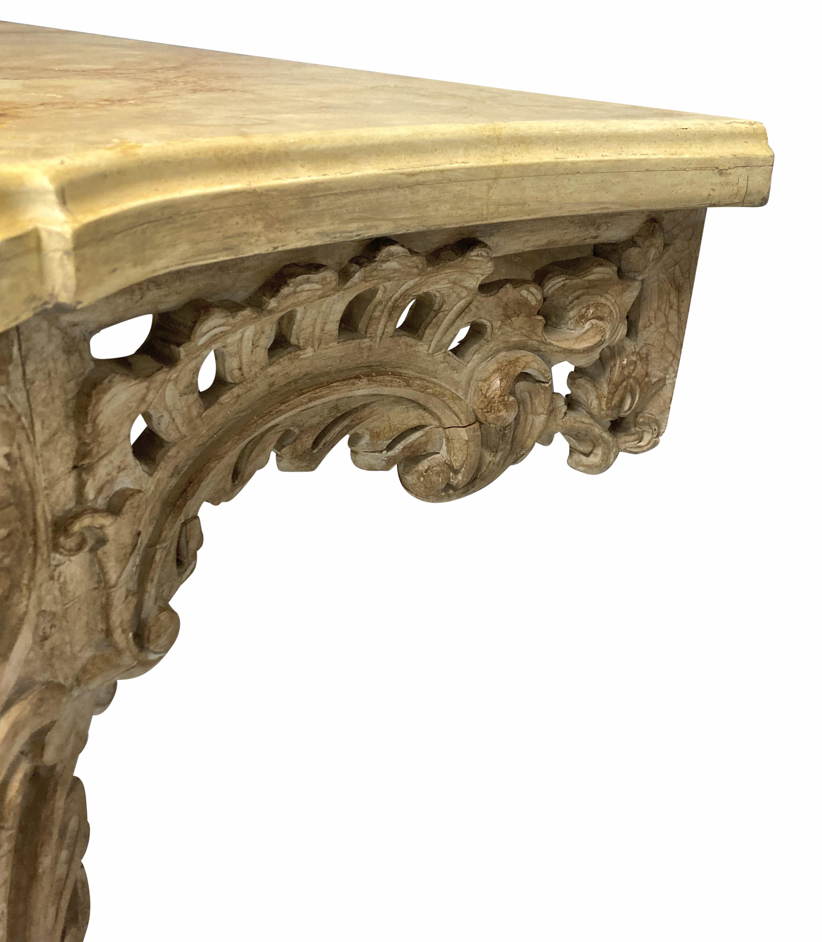 Carved & Limed Fruitwood Console For Sale 1