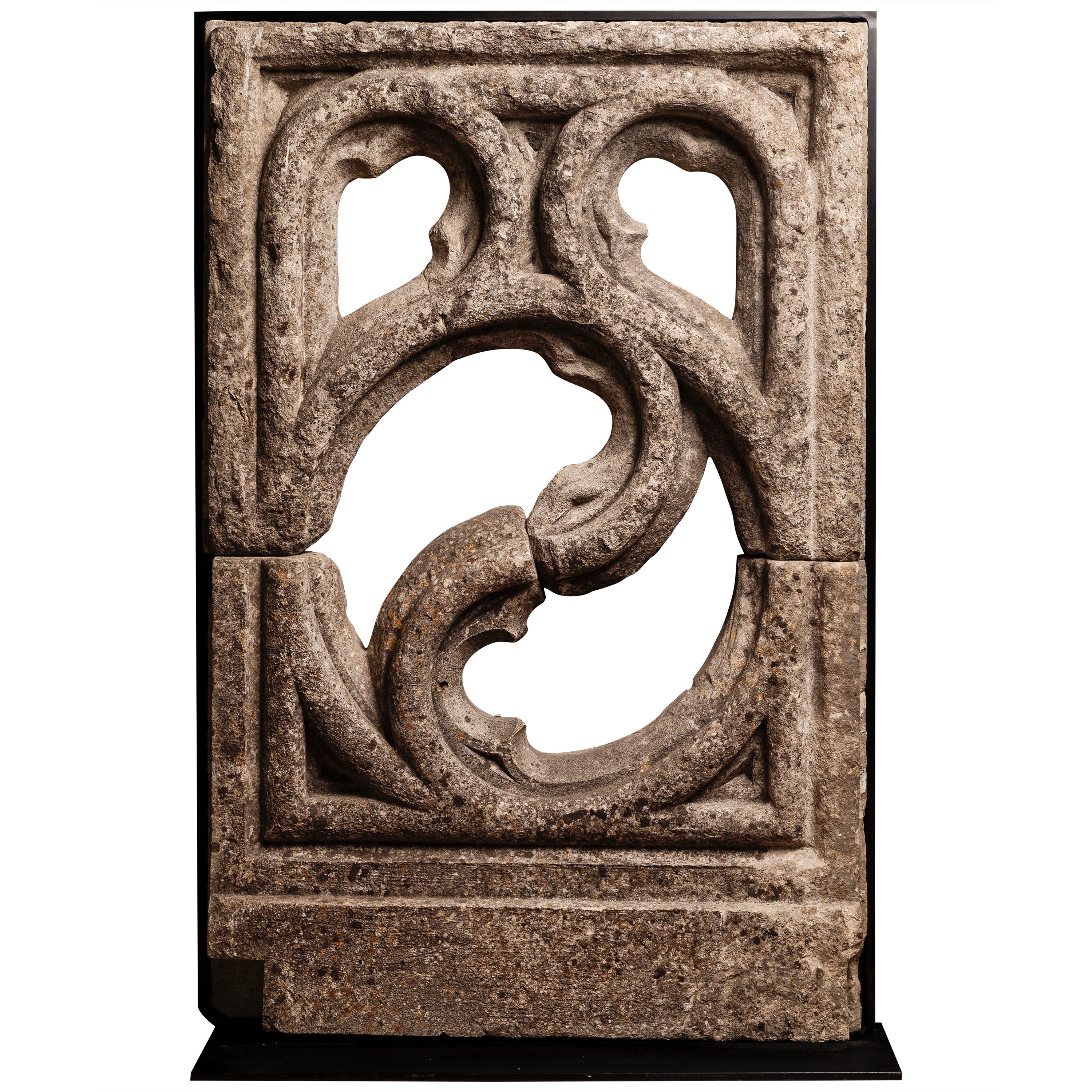Carved Limestone Balustrade, North of France, First Half of the 15th Century For Sale