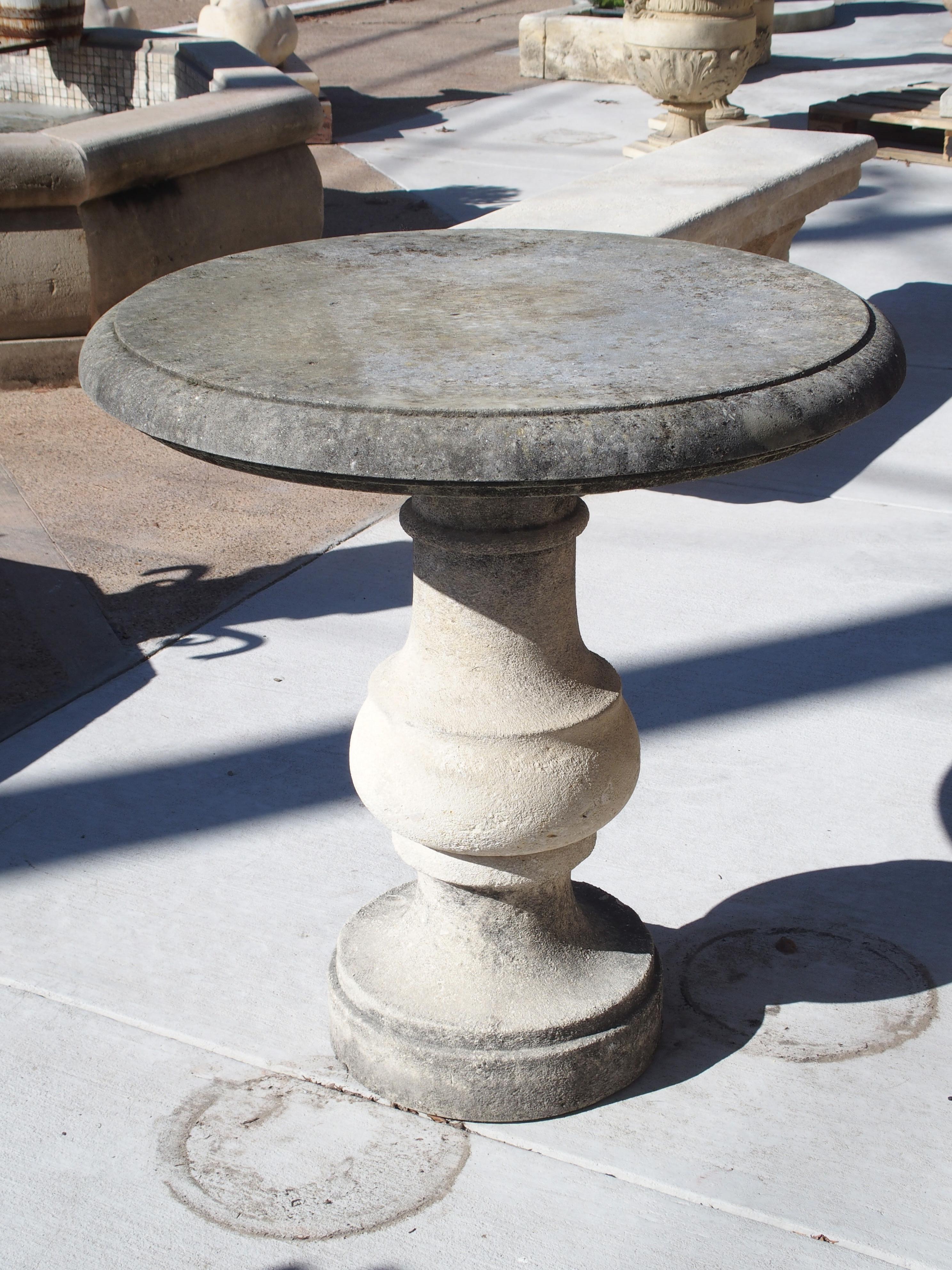 Carved Limestone Bistro Table from Italy In Good Condition In Dallas, TX